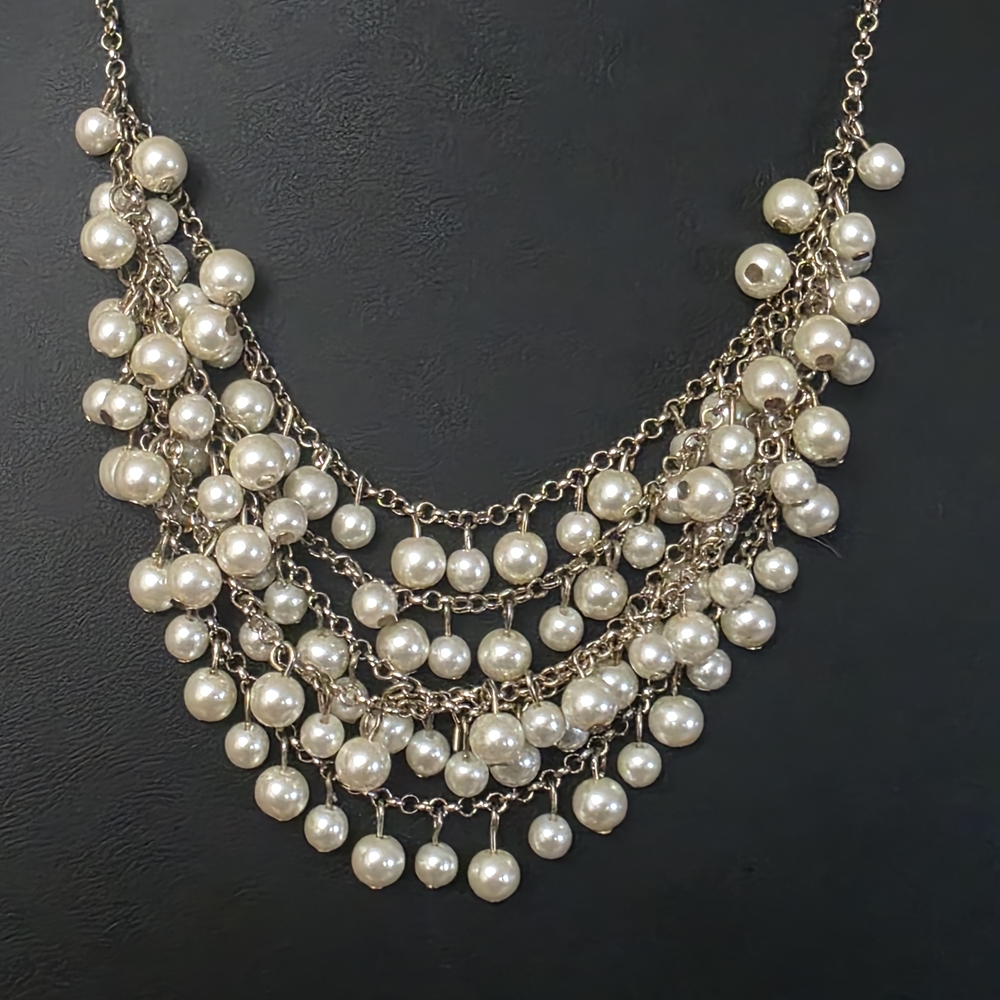Faux Pearl Necklace. Wedding Necklace. Layered. Vintage Vibe